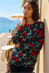 Floral Print Banded Hem Top