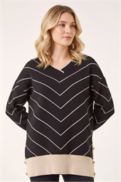 Stripe V-Neck Knit Jumper