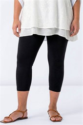 Curve Plain Elastic Waist Cropped Leggings