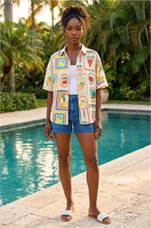 Fruit Print Button Through Shirt