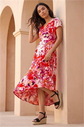 Abstract Print Belted Midi Dress