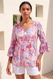 Floral Flare Sleeve Top
