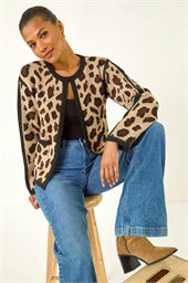 Animal Print Knit Cardigan