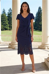 Laser Cut Hem Tie Waist Dress