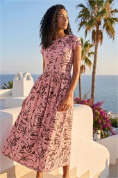 Floral Print Stretch Midi Dress
