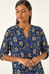 Floral Puff Print Stretch Shirt