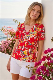 Floral Print Scallop Detail Top
