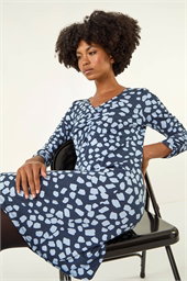 Geometric Gathered A-Line Dress