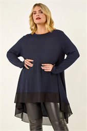 Curve Glitter Chiffon Hem Tunic Top