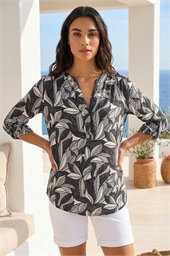Leaf Puff Print Textured Shirt