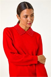 Faux Pearl Collar Jumper