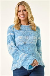 Petite Space Dye Pointelle Knit Jumper