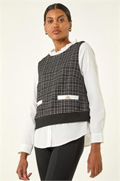 Boucle Frill Mock Shirt Top