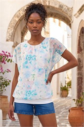 Floral Print Bubble Hem Top