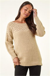 Petite Metallic Contrast Knit Jumper