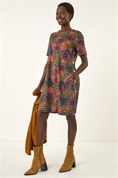 Floral Shift Buttoned Dress