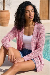 Tape Knit Cotton Blend Cardigan