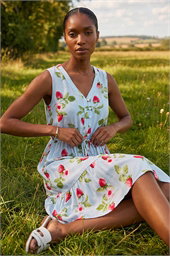 Petite Strawberry Tie Waist Dress