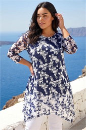 Curve Floral Lace Tunic Top