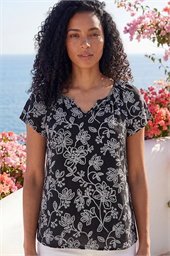 Textured Print V-Neck Vest Top