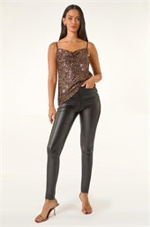 Dusk Cowl Neck Sequin Cami Top