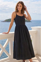 Petite Cotton Button Front Midi Dress