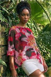 Floral Print Mesh Overlay Top