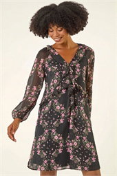 Floral Frill A-Line Dress