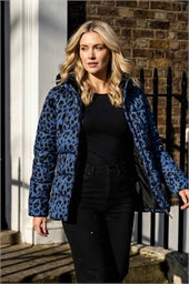Animal Print Flocked Hooded Coat