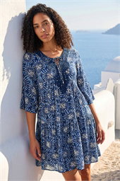 Geo Lace Detail Smock Dress 