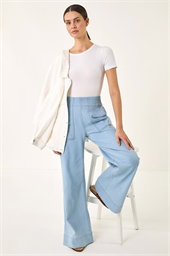 Cotton Stretch Wide Leg Jean