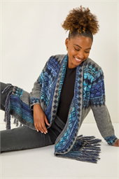 Jacquard Edge Knit Cardigan