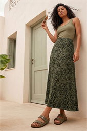 Abstract Diamond Print Midi Skirt