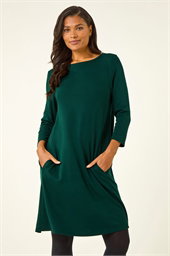 A-Line Pocket Detail Stretch Swing Dress
