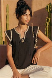 Dusk Notch Neck Frill Blouse