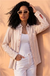 Textured Stripe Collared Shirt