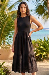 Cotton Broderie Midi Dress