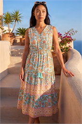 Petite Paisley Print Tassel Midi Dress