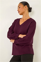 Petite Contrast Sleeve Knit Jumper