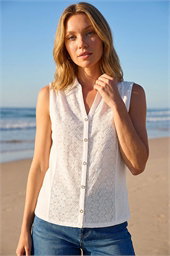 Broderie Collared Vest Top