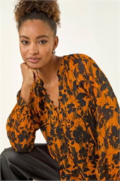 Metallic Floral Buttoned Blouse