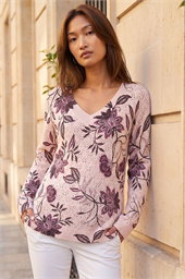 V-Neck Floral Print Jumper