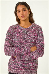Crew Neck Tape Yarn Knit Jumper