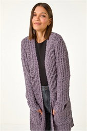 Popcorn Textured Longline Cardigan