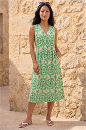 Petite Abstract Print Button Dress