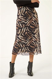 Animal Print Mesh Skirt