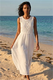 Crochet Bodice Midi Dress