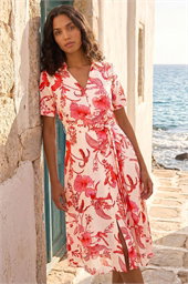 Floral Tie Waist Shirt Dress