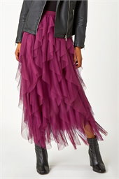 Elasticated Mesh Layered Skirt