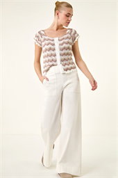Cotton Stretch Wide Leg Jean